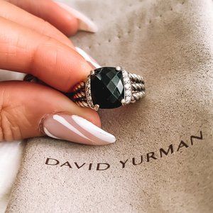 David Yurman Petite Wheaton® Ring with Black Onyx and Diamonds
